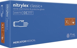 Gants jetables ambidextres nitrile 240mm 0,06mm bleu T10 - boîte de 100 pcs