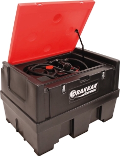 Cuve de ravitaillement gasoil PE 400L avec kit pompe à gasoil 12V 45 l/min-pistolet auto-volucompteur digital - avec capot