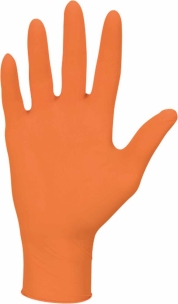 Gants jetables nitrile orange non poudré 0,09mm T8 - Boîte de 100 pcs