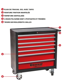 Servante XXL 7 tiroirs 914x458x1008mm