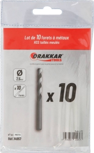 Foret à métaux HSS 7,5mm - lot de 10 pcs