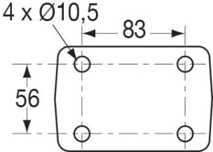 Chape mixte d'attelage 3,5T avec axe à boule 4 trous 10,5mm entraxe 83x56mm