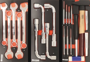 Servante d'atelier 7 tiroirs composée de 212 outils - modules finition métal