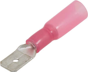 Cosse plate mâle isolée thermorétractable rouge 6,3x0,8mm - lot de 10 pcs