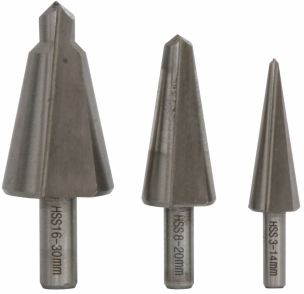 Foret conique sur tige de 6/8/10mm 14 à 30mm - coffret de 3 pcs