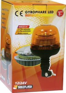 OPE VTEP - Lot de 10 gyrophares LED double flash 12/24V sur tige flexible réf.16301 dont 4 offerts