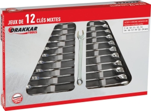 Clés mixtes de 7 à 24mm tête polie - boîte carton de 12 pcs