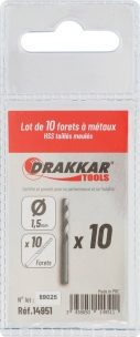 Foret à métaux HSS 1,5mm - lot de 10 pcs