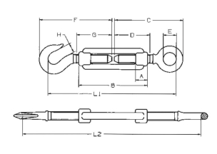 Tendeur à anneau et crochet M14 Tendeur à anneau et crochet M14