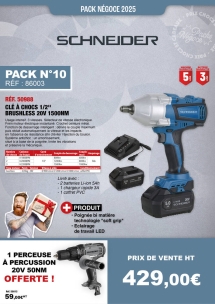 PN N°10 clé à chocs 1/2'' 1000/1500Nm brushless, perceuse visseuse à percussion 20V 50Nm