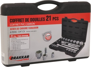 Coffret de douilles 3/4" 6 pans - 21 pcs