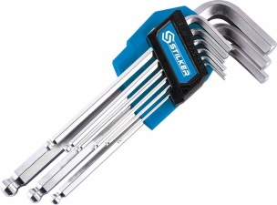 Clés mâles coudées hexagonales longues de 1,5 à 10mm - étui pivotant de 9 pcs