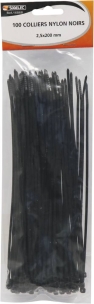 Collier nylon 2,5x200mm noir - lot de 100 pcs