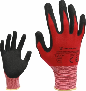 Gants milieux huileux enduit nitrile T9 sur carte - lot de 12 pcs