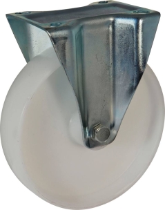Roulette zinguée roue en polypropylène blanc fixe 160mm 220kg Roulette zinguée roue en polypropylène blanc fixe 160mm 220kg