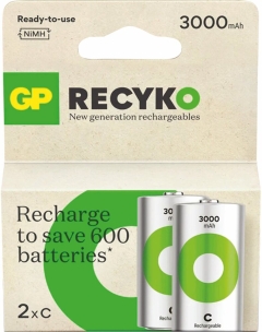 Pile rechargeable C/HR14 Ni-Mh 3000mAh - lot de 6 blisters de 2 piles