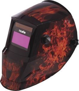 Cagoule de soudage automatique teinte 9/13 vision 92x42mm - design flamme