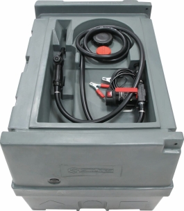 Cuve de ravitaillement gasoil PE 400L avec kit pompe à gasoil 12V 40 l/min et pistolet manuel