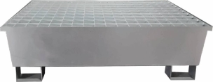 Bac de rétention 220L avec caillebotis 100% acier pour 2 fûts - format compact