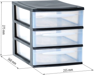 Bloc 3 tiroirs de rangement 255x360x275mm