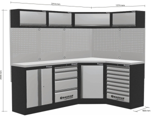 Mobilier d'atelier 4 éléments angle inox