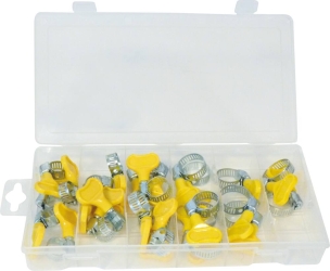 Assortiment de 26 colliers à vis papillon