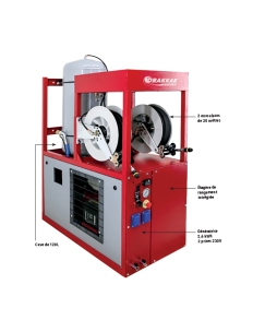 Compresseur thermique 120L 9CV 12 bar/2000W/2 prises 230V/2 enrouleurs d' air/bâti soudé de transport