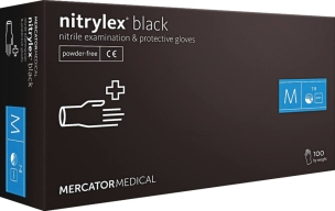 Gants jetables ambidextres nitrile 240mm 0,09mm noir T8 - Boîte de 100 pcs