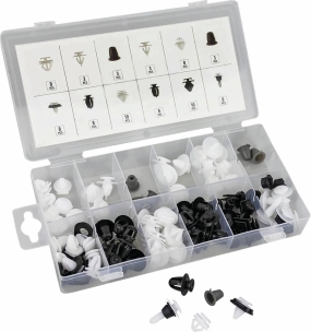 Clips de fixation en PVC - pour moldings Peugeot/Citroën - coffret de 80 pcs