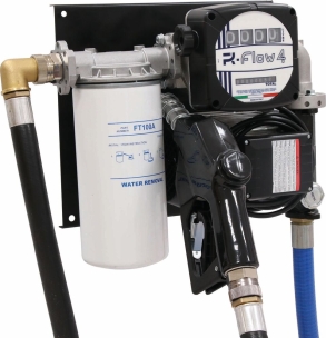 Pompe à gasoil 230V 100 l/min avec pistolet automatique/volucompteur mécanique/filtre - station murale