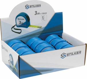Mètre mesure à ruban 3m 16mm boîtier ABS - présentoir de 12 pcs