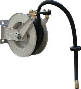 Enrouleur de tuyau gasoil/GNR automatique fixe 8m 25mm avec raccord 1"