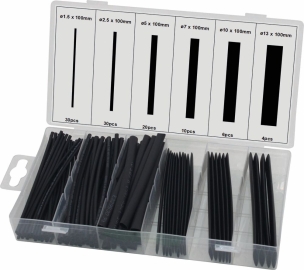 Gaine thermorétractable 100mm 2:1 noire - Présentoir de 6 coffrets de 100 pcs