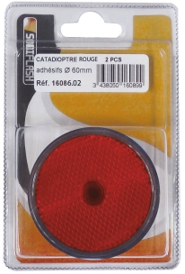 Catadioptre rond 60mm rouge à fixer - blister de 2 pcs