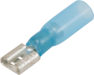 Cosse plate femelle isolée thermorétractable bleue 6,3x0,8mm - lot de 10 pcs