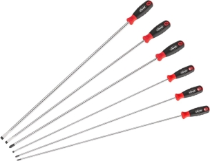 Tournevis extra long plat et Phillips 710mm - jeu de 6 pcs