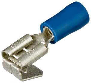 Cosses plates doubles (mâles et femelles) isolées bleu 6,3x0,8mm / 1,5-2,5mm² - lot de 100pcs