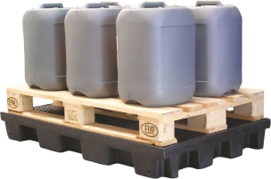 Bac de rétention 120L avec caillebotis 100% PE - plateforme H.150mm - format 1 palette Bac de rétention 120L avec caillebotis 100% PE - plateforme H.150mm - format 1 palette