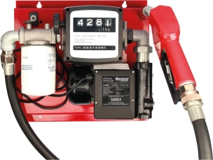 Pompe à gasoil 230V 60 l/min avec pistolet automatique/volucompteur/filtre - station murale