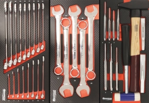 Servante d'atelier 7 tiroirs composée de 176 outils - modules carbone