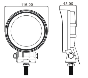 Phare de travail rond LED 10/32V 18W 1200 lumens faisceau large