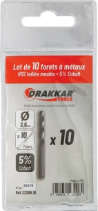 Foret à métaux HSS 5% cobalt 3,5mm - lot de 10 pcs