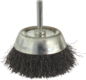 Brosse coupe sur tige 6mm fil acier ondulé 75mm - lot de 15 pcs