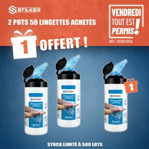 OPE VTEP - Lot de 3 pots distributeur de 50 lingettes nettoyantes mains 300x200mm réf.57552 dont 1 offert