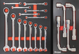 Coffre de servante 4 tiroirs composé de 171 outils - modules finition carbone