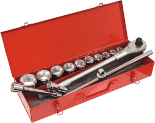 Coffret métallique de douilles 3/4" 6 pans - 14 pcs