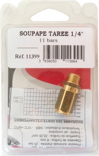 Soupape de sécurité tarée à 11 bar mâle 1/4" - blister