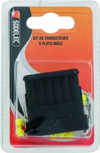 Connecteur étanche mâle complet 6 voies - blister