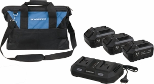 Pack 20V 3 batteries Li-ion 4Ah - 1 chargeur double 3A - sac de transport
