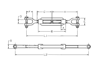Tendeur à deux chapes M14